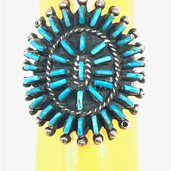Sterling Navajo WR Turquoise Needle Point Ring